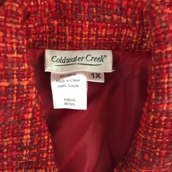 Coldwater Creek Plus Pea Coat 1X Tweed Button down - Picture 8 of 8